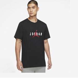JORDAN AIR Crew Neck T Shirt Black/White/Red Size Medium